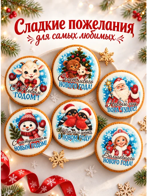 Имбирные пряники подарок на новый год, 6 шт, фото 3