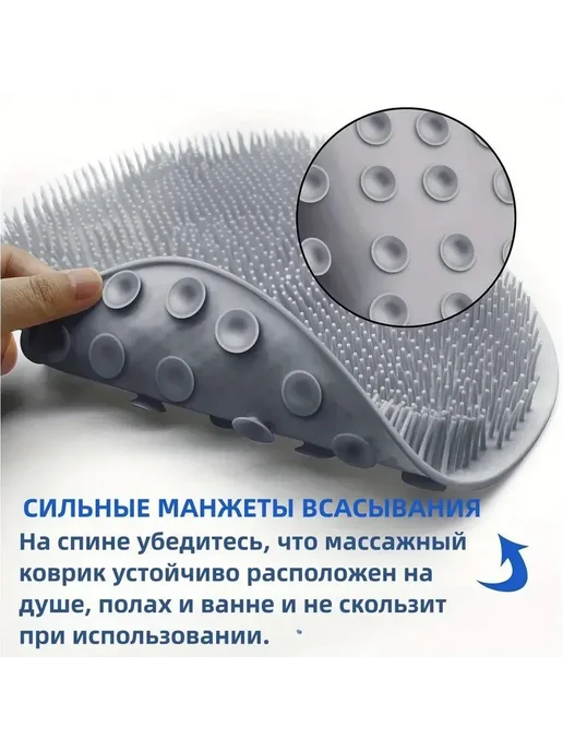 Массажная мочалка для душа, щетка для спины, синий, фото 6