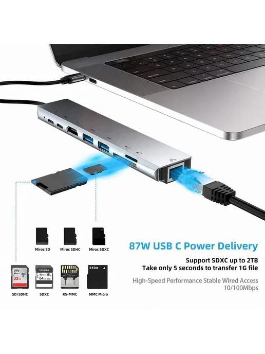 Док-станция 8 в 1 с HDMI 4K и USB 3.0, вариант, фото 11