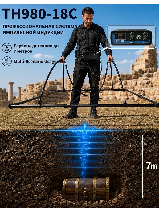 TH Металлоискатели металлоискательTH-980-18C, катушка15"рамка 66*66+150*150, 66x66, фото 3