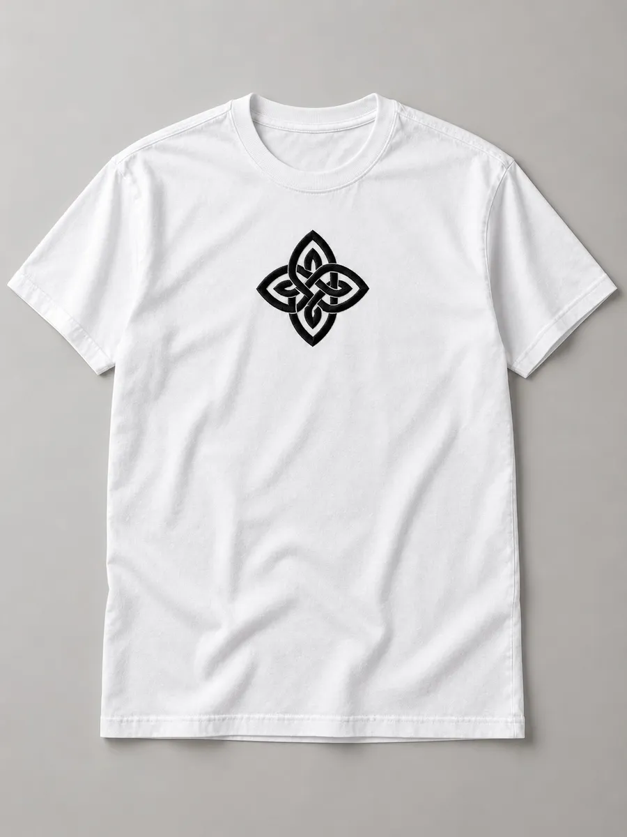 Футболка мужская с вышивкой узел орнамент белая — фото 2