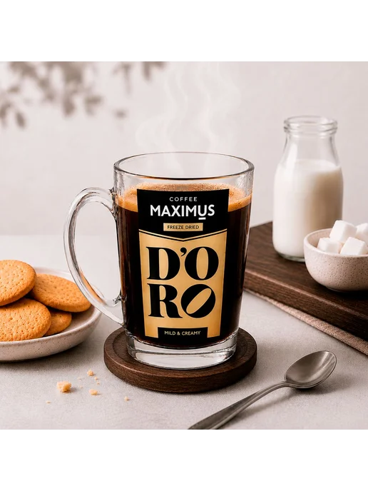 Кофе сублимированный в стеклянной кружке D'ORO, 70 г, 70 г, фото 3