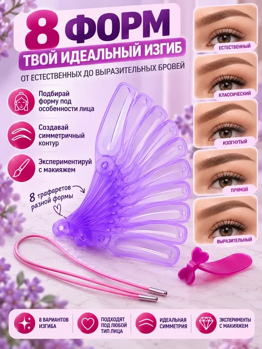 Uспех Трафарет для бровей многоразовый на резинке, вариант, фото 3