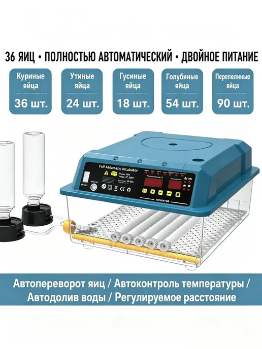 Инкубатор на 36 яиц автоматический с автоповоротом, синий, фото 2