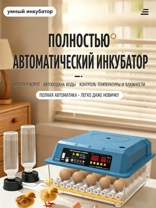 Инкубатор на 36 яиц автоматический с автоповоротом, синий, фото 3