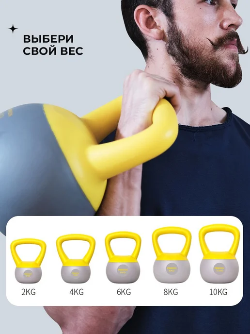 Гиря 2 кг, мягкая, для фитнеса, обрезиненная, 10 кг, фото 2