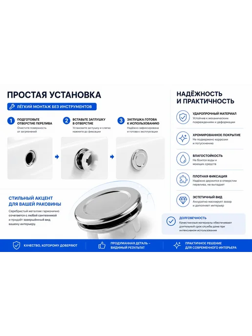 Обрамление перелива для раковины 22-24 мм хромированное, 22-24, фото 3
