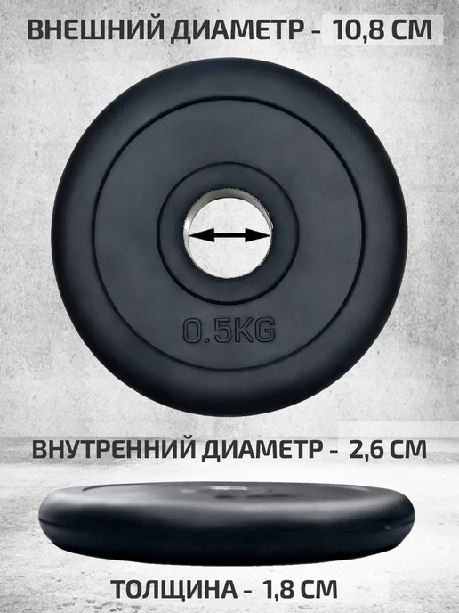 Диски обрезиненные стальные 2 шт по 0,5 кг, 4 шт, 0,5 кг, фото 2