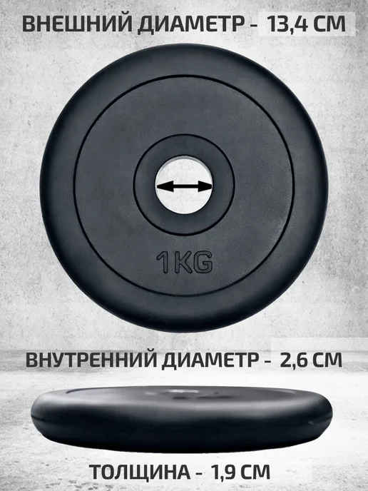 Диски обрезиненные стальные 2 шт по 0,5 кг, 4 шт, 1 кг, фото 2