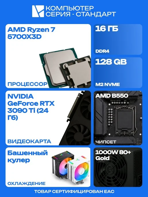 ЮКОМС Игровой компьютер (5700X3D RTX 3090 Ti), черный, фото 3