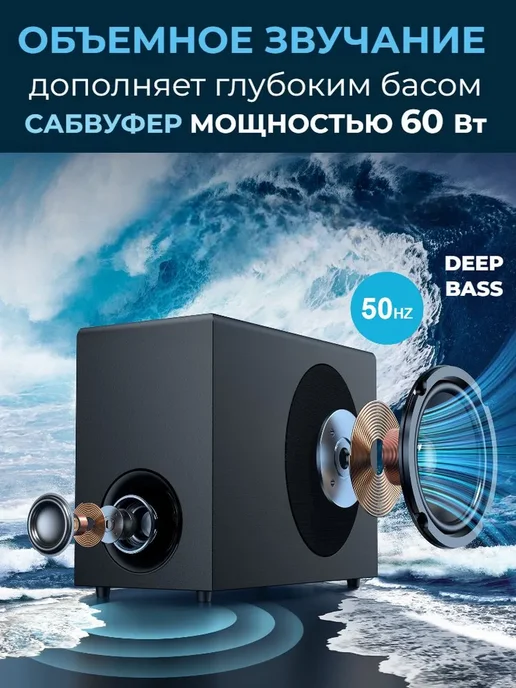 Саундбар для телевизора и акустическая система с сабвуфером, вариант, фото 3