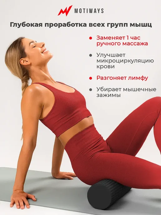 Хит! Валик для спины - МФР ролик массажный, черный, фото 2
