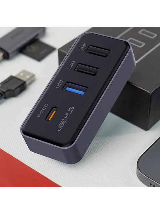 ALLOYSEED Многофункциональный USB-хаб 4-в-1 для бардачка, расширительн, вариант, фото 3