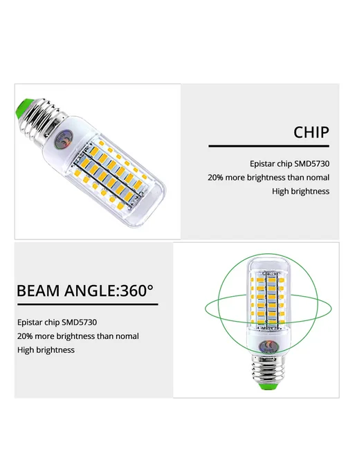 Светодиодная лампа кукуруза E27-72LED-5730 теплый холодный б, вариант, фото 6