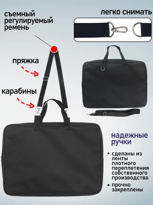 Оникс Папка сумка с ручками и плечевым ремнём А3 на молнии, вариант, фото 5