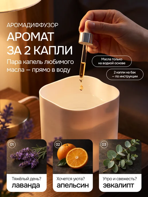 Портативный увлажнитель воздуха ультразвуковой для дома, белый, фото 7