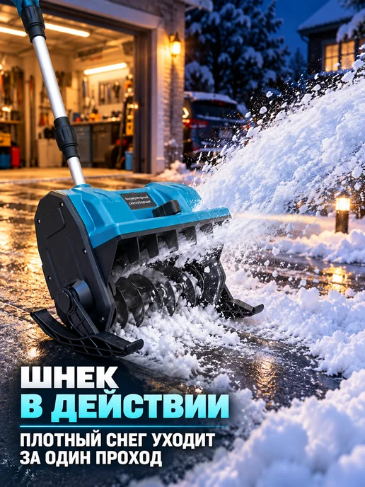 Снегоуборщик аккумуляторный с лыжами, вариант, фото 8