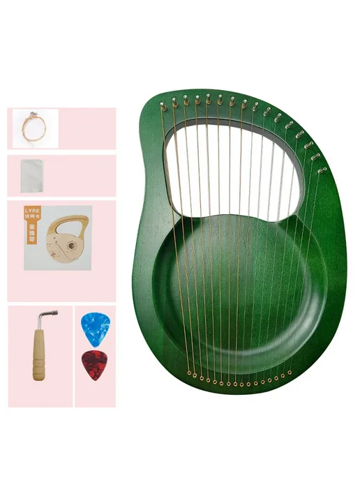 Портативная арфа из бука для начинающих 16 String Green, зеленый