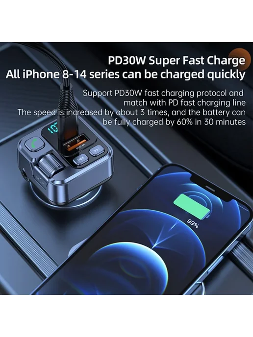 Автомобильное зарядное устройство с двумя USB-портами, подде, черный, фото 5