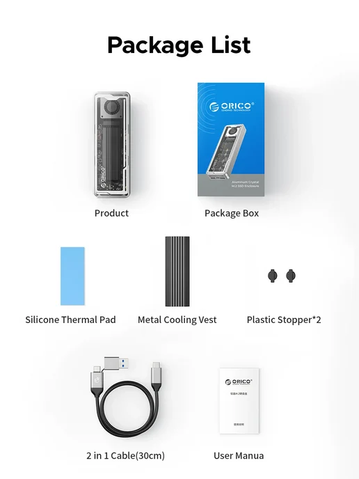 ORICO Алюминиевый Корпус С Охлаждающим Вентилятором, USB 4, вариант, фото 7