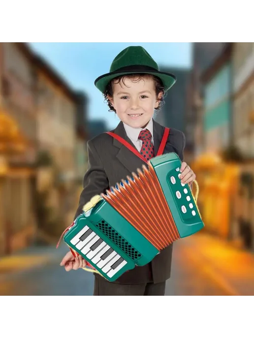 Мультяшный аккордеон для детей Green, коричневый, фото 5
