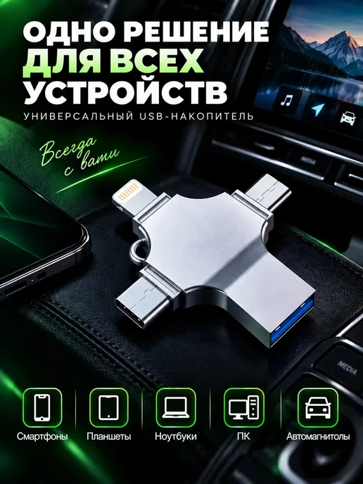 Флешка 2 Тб USB накопитель для iPhone Android и ноутбука, 2 ТБ, фото 3