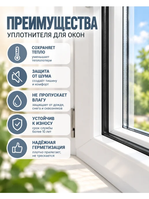 Уплотнитель для рамы пластиковых окон Veka, 10 м, 10 м, фото 2