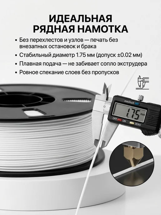 Пластик PLA для 3D принтера белый 1 кг 1.75мм, 1 кг, фото 2