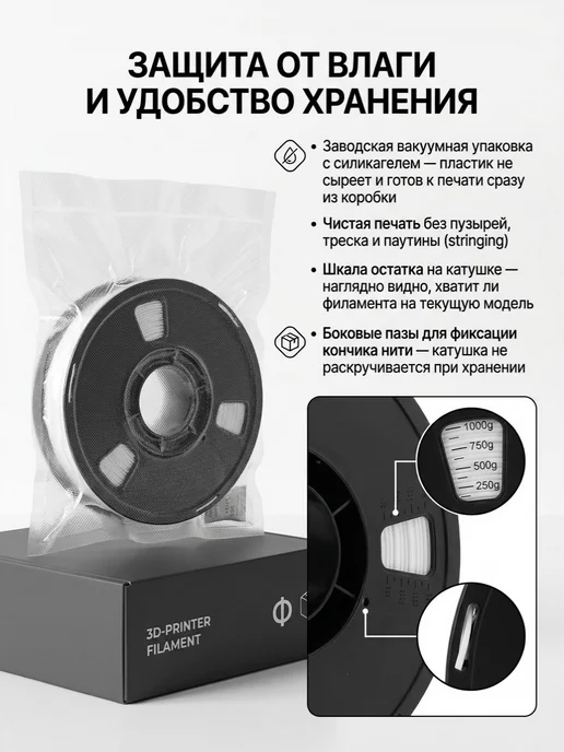 Пластик PLA для 3D принтера белый 1 кг 1.75мм, 1 кг, фото 4