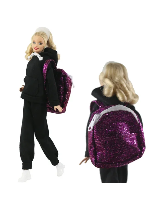 Кожаная одежда для кукол BJD, 11,5 дюйма Черный, 4Pcs Clothe, 4 шт, розовый