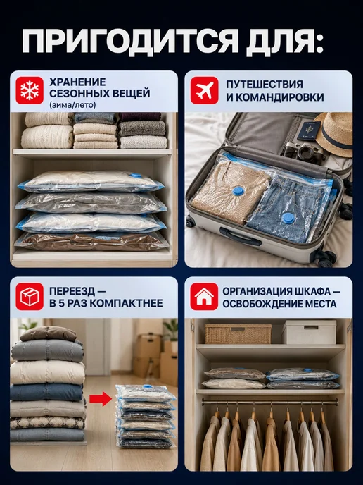 Вакуумные пакеты для одежды с клапаном, с насосом, вариант, фото 7