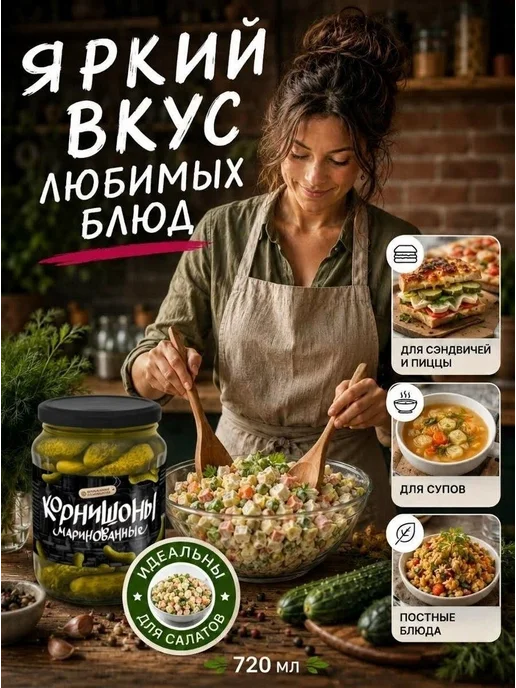 Домашние разносолы корнишоны маринованные, 720 мл, 720 мл, фото 2