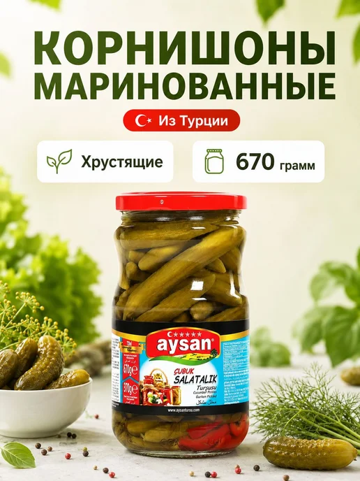 Корнишоны маринованные "AYSAN" 670 г, 670 г