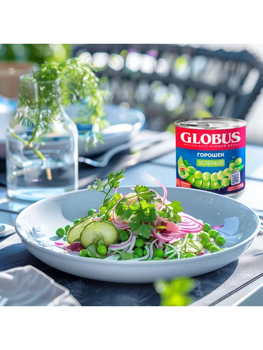 Горошек зеленый Globus, 400 г х 12 шт, 400 г, 12 шт, фото 4
