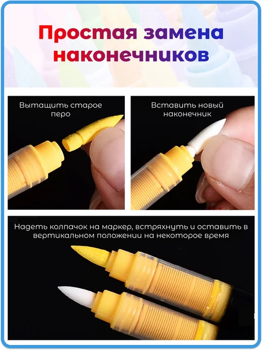 Наконечники для акриловых маркеров guangna (50 шт). Сменное, 50 шт, фото 2