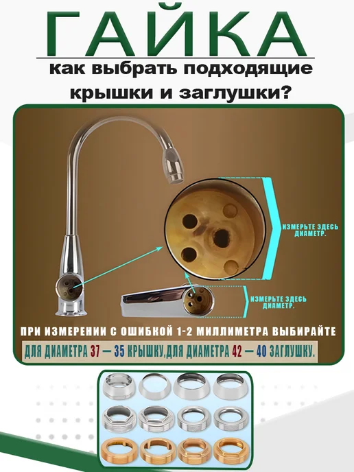 Гайка прижимная картридж смесителя латунь 42мм, вариант, фото 3