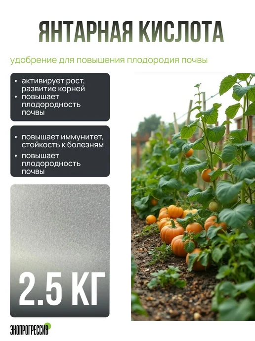 Янтарная кислота для растений 2,5 кг, 2,5 кг