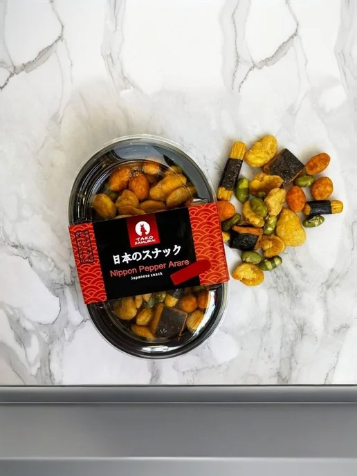 Снек японский с водорослями острый Chili Mame Arare, 90 г, 90 г, фото 2